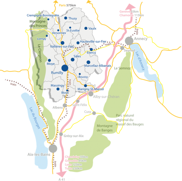 Carte du territoire Rumilly Terre de Savoie